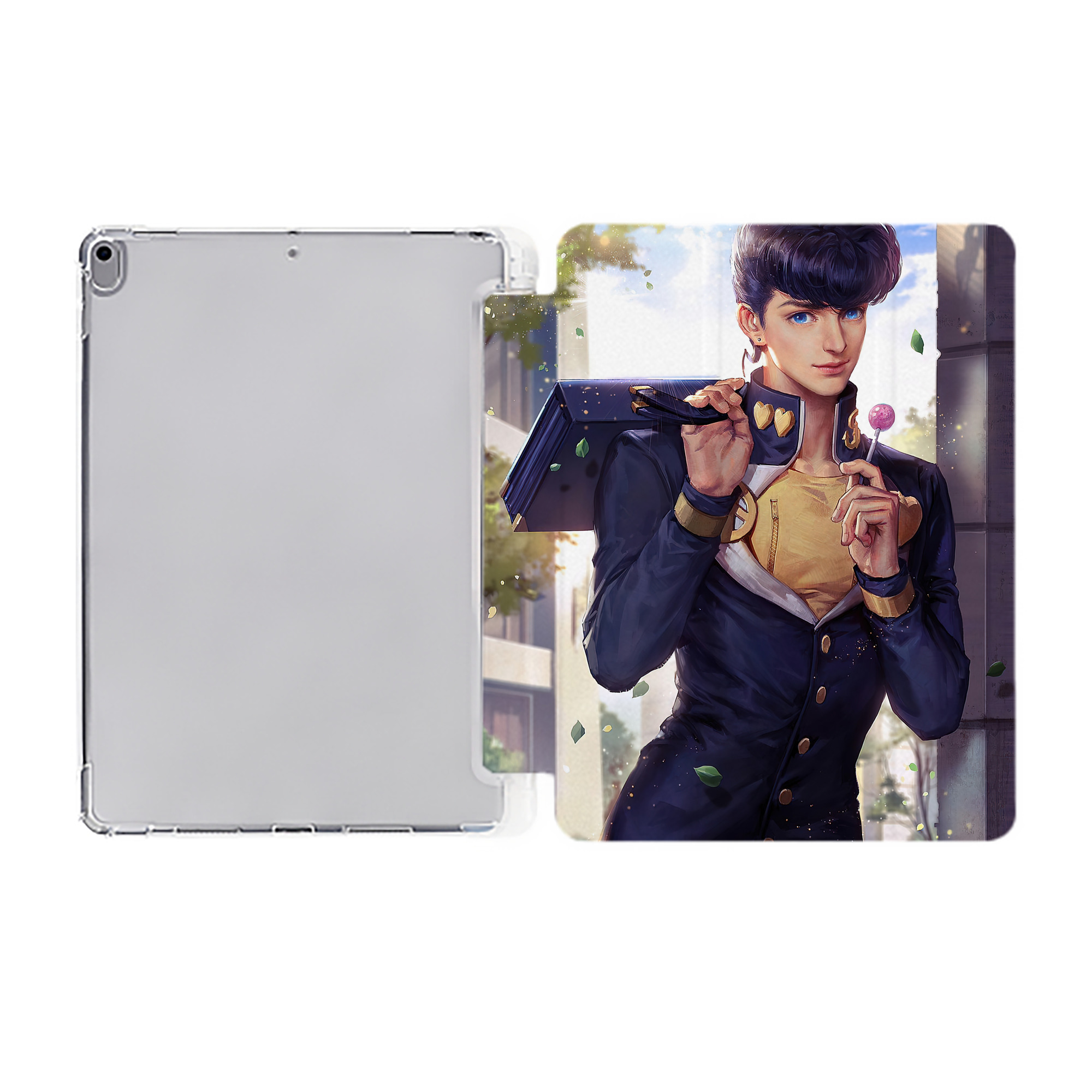（画像用） ジョジョの奇妙な冒険 JoJo's Bizarre Adventure IPad ケース ペン収納付き 三つ折りスタンド PUレザー×シリコン 対応機種9.5/10.5/10.9インチ